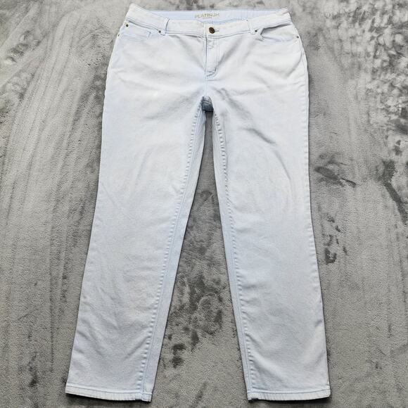 Chico's Denim - Chicos Jeans Womens 2.5 L/14 Blue Light Wash Platinum Mid Rise Slim Straight Leg